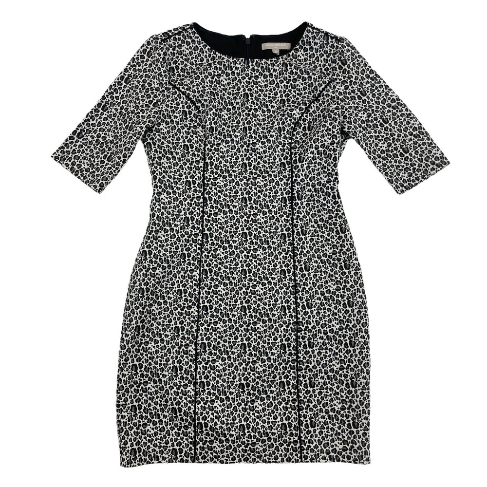 Banana Republic Animal Print Cheetah Leopard Half Sleeve Sheath Dress 4 Petite